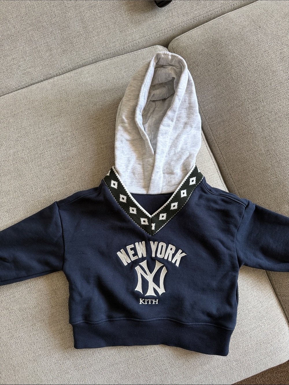 Kith Navy & Light Gray New York Logo Hoodie